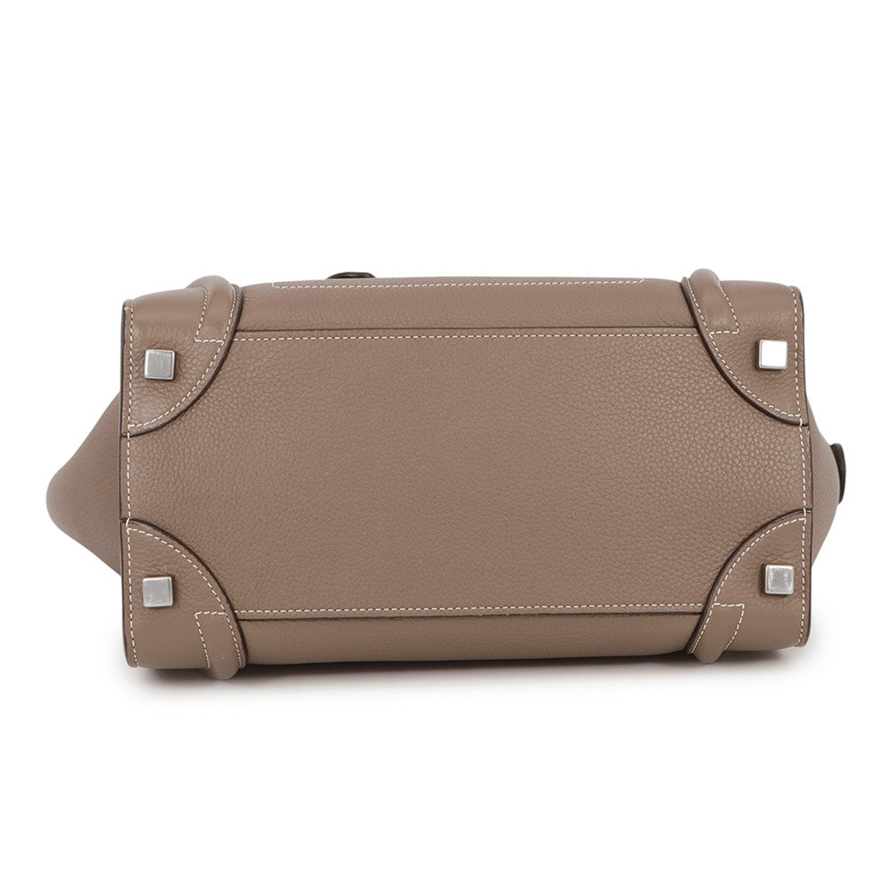 CELINE Luggage micro shopper Greige189793 Leather