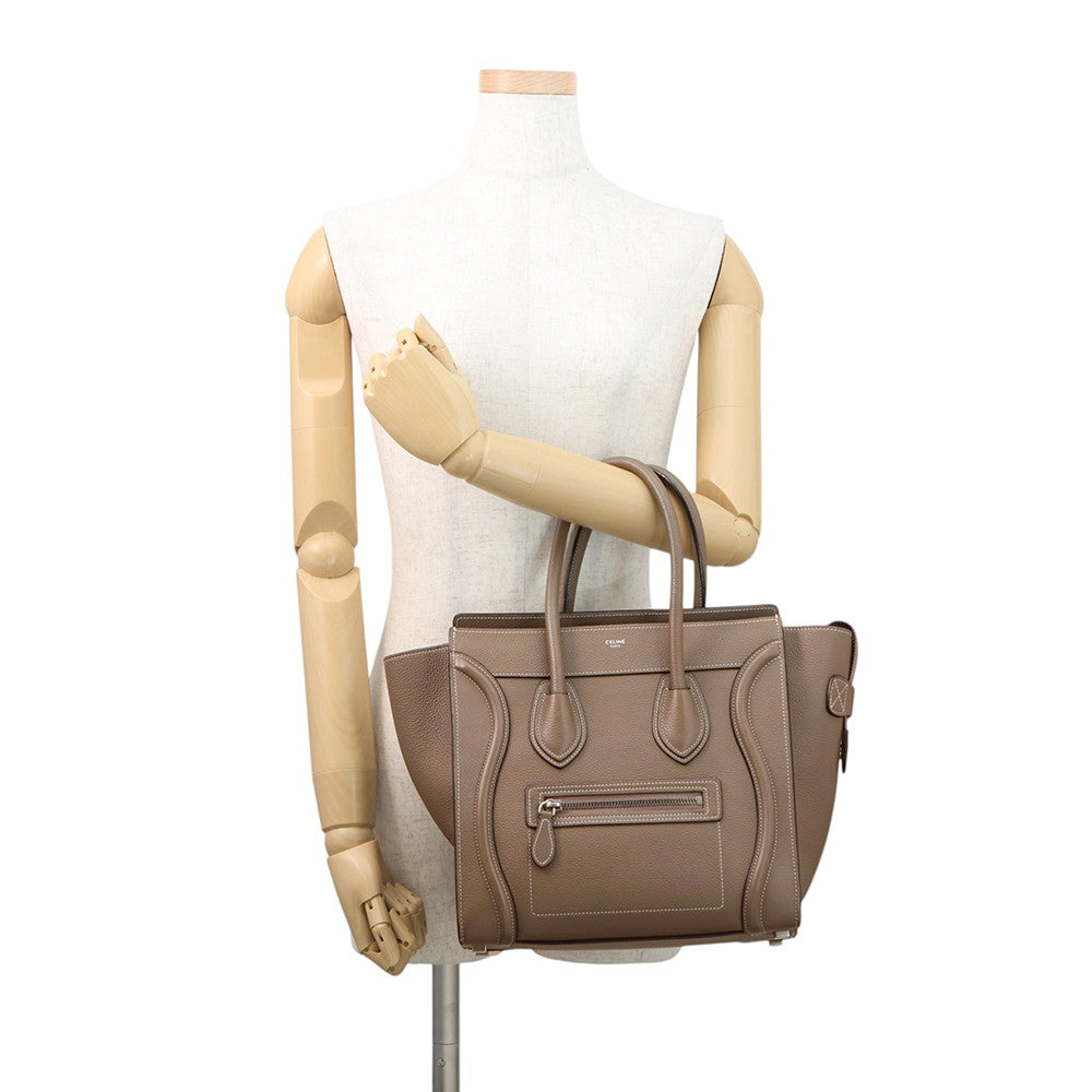 CELINE Luggage micro shopper Greige189793 Leather