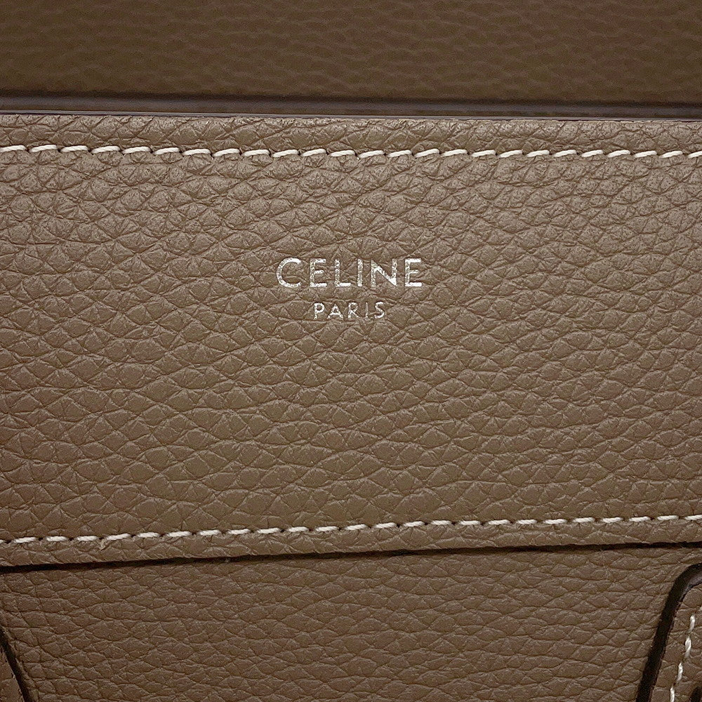 CELINE Luggage micro shopper Greige189793 Leather