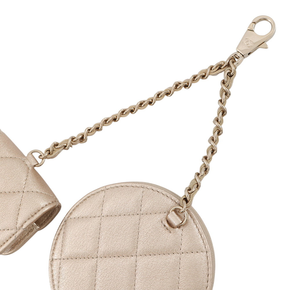 CHANEL 2024 Year Gift: Matelasse Coin Purse & AirPods Case Gold Lambskin