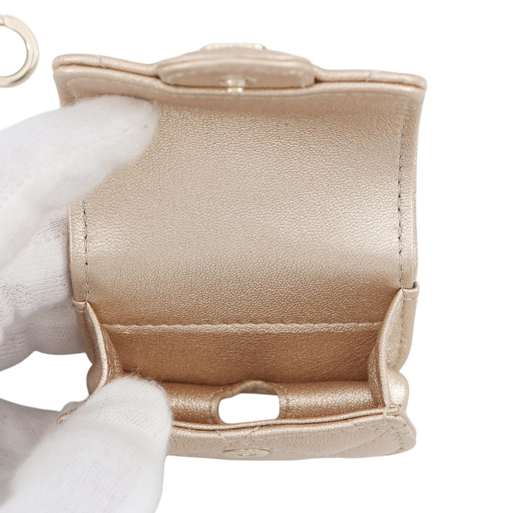 CHANEL 2024 Year Gift: Matelasse Coin Purse & AirPods Case Gold Lambskin