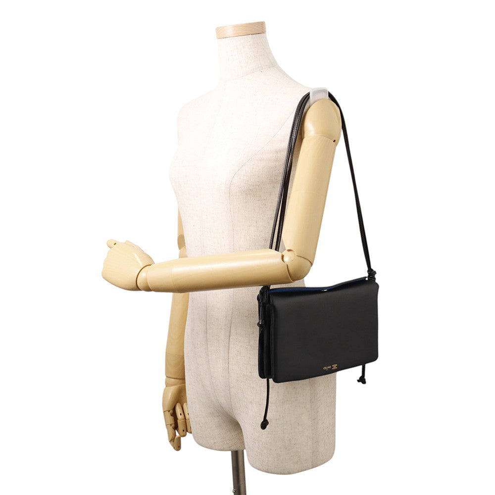 CELINE Trio Flap Shoulder Bag Black10P862O86 Leather
