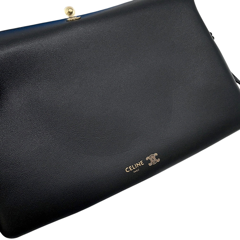 CELINE Trio Flap Shoulder Bag Black10P862O86 Leather