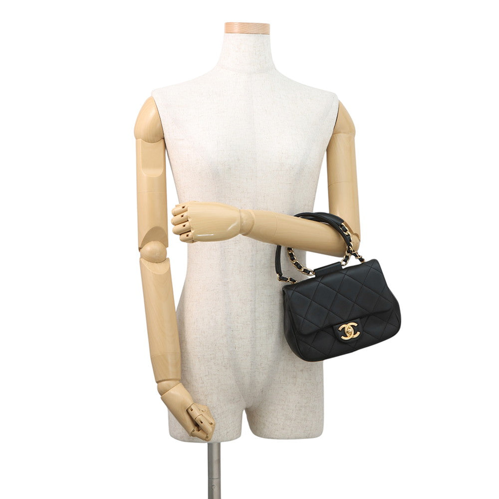 CHANEL Matelasse Top Handle Mini Flap Bag BlackAS1357 Lambskin