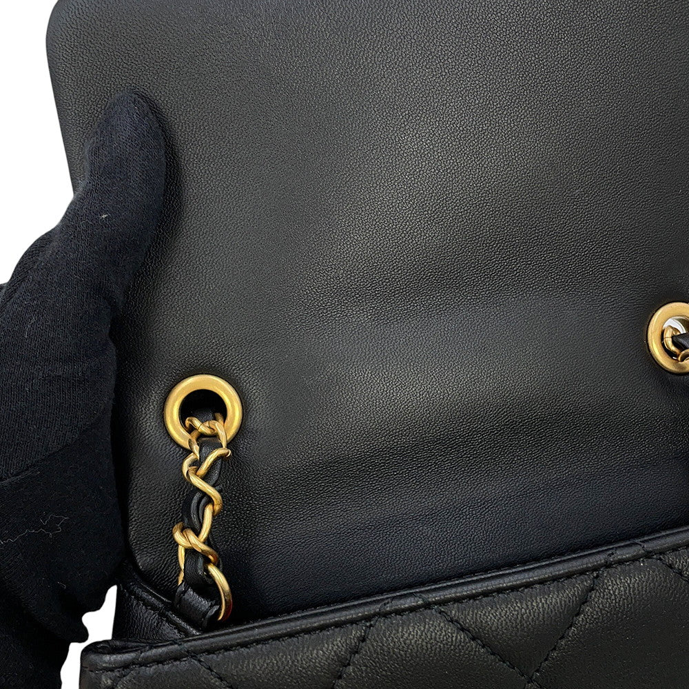 CHANEL Matelasse Top Handle Mini Flap Bag BlackAS1357 Lambskin