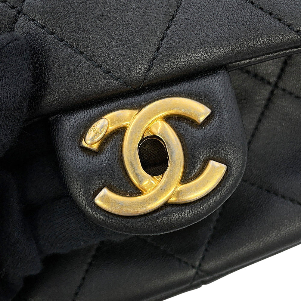 CHANEL Matelasse Top Handle Mini Flap Bag BlackAS1357 Lambskin