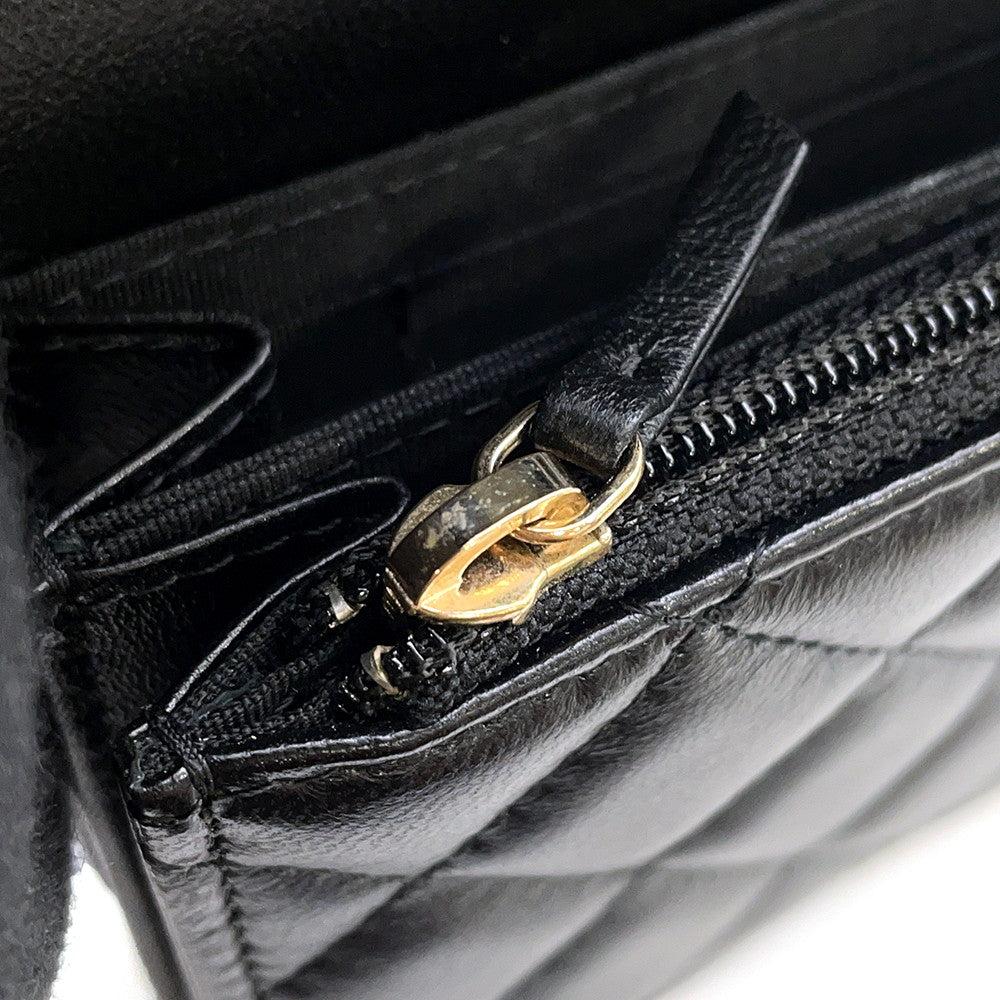 CHANEL Matelasse Camellia Ribbon Chain Wallet BlackAP1649 Lambskin