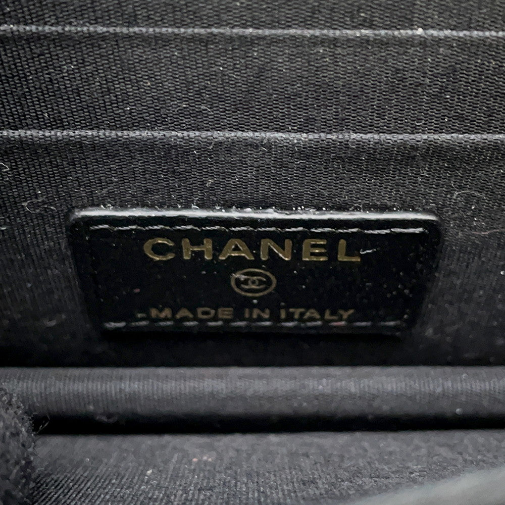 CHANEL Matelasse Camellia Ribbon Chain Wallet BlackAP1649 Lambskin