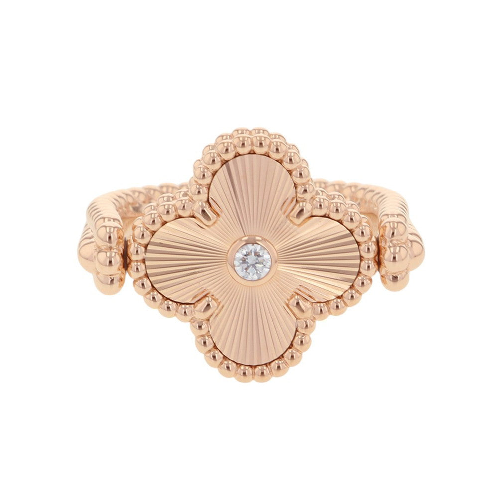 Van Cleef & Arpels Vintage Alhambra Reversible Ring Size 48/#8VCARPGV548/VCARPGV500 18K Pink Gold