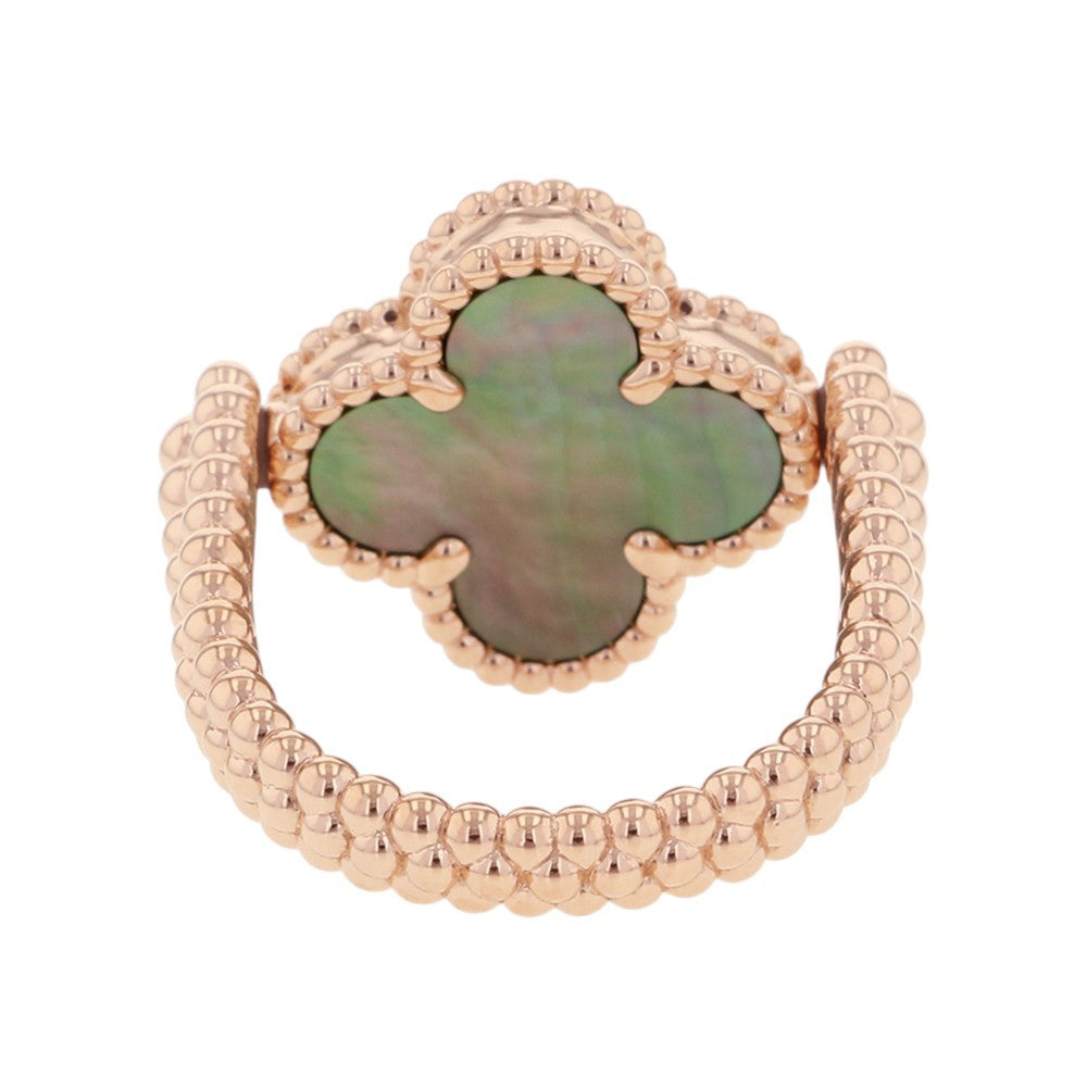 Van Cleef & Arpels Vintage Alhambra Reversible Ring Size 48/#8VCARPGV548/VCARPGV500 18K Pink Gold