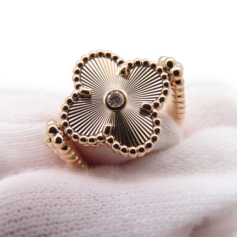 Van Cleef & Arpels Vintage Alhambra Reversible Ring Size 48/#8VCARPGV548/VCARPGV500 18K Pink Gold
