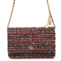 CHANEL Chain wallet Red/MulticolorAP0250 Tweed