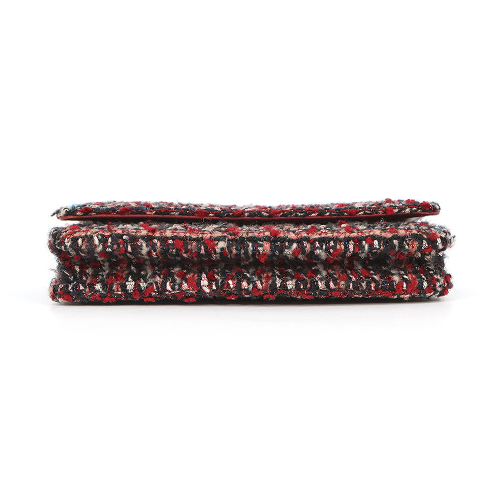 CHANEL Chain wallet Red/MulticolorAP0250 Tweed