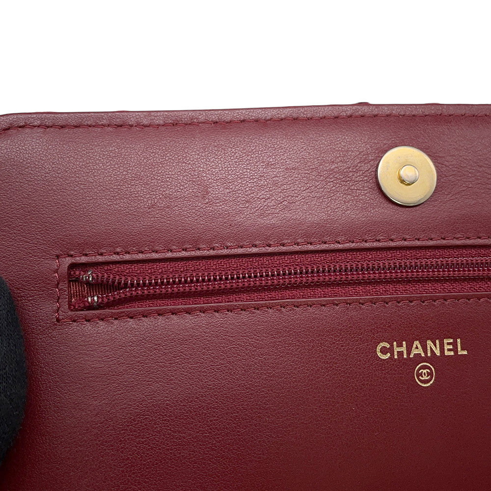 CHANEL Chain wallet Red/MulticolorAP0250 Tweed