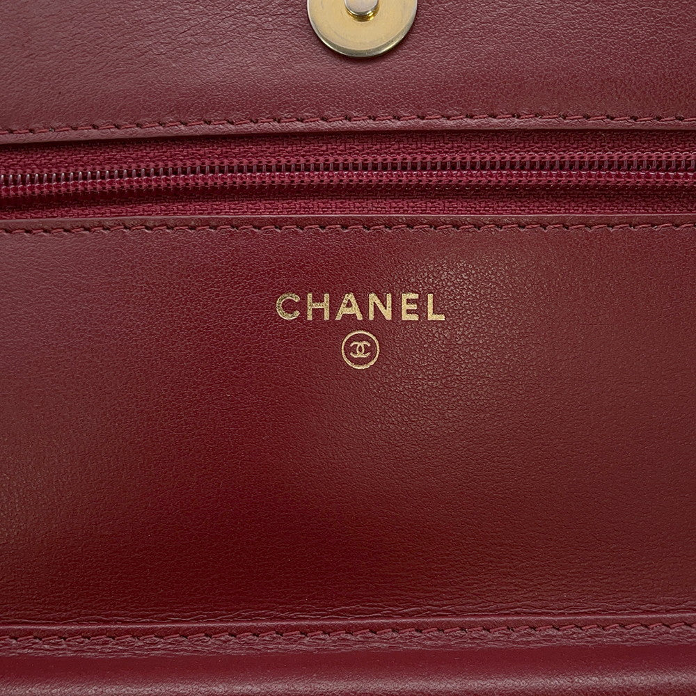 CHANEL Chain wallet Red/MulticolorAP0250 Tweed