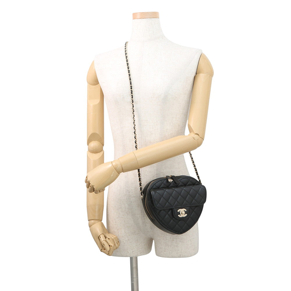 CHANEL Matelasse Heart Shape Chain Shoulder BlackAS3191-B07958-94305 Lambskin
