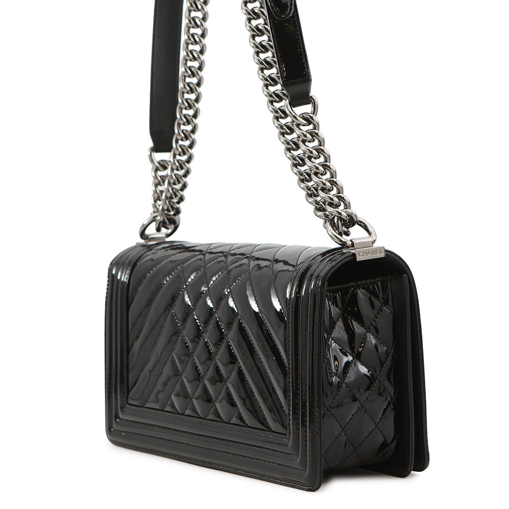 CHANEL Boy Chanel ChainShoulder Bag BlackA67086 Patent Leather Size 25
