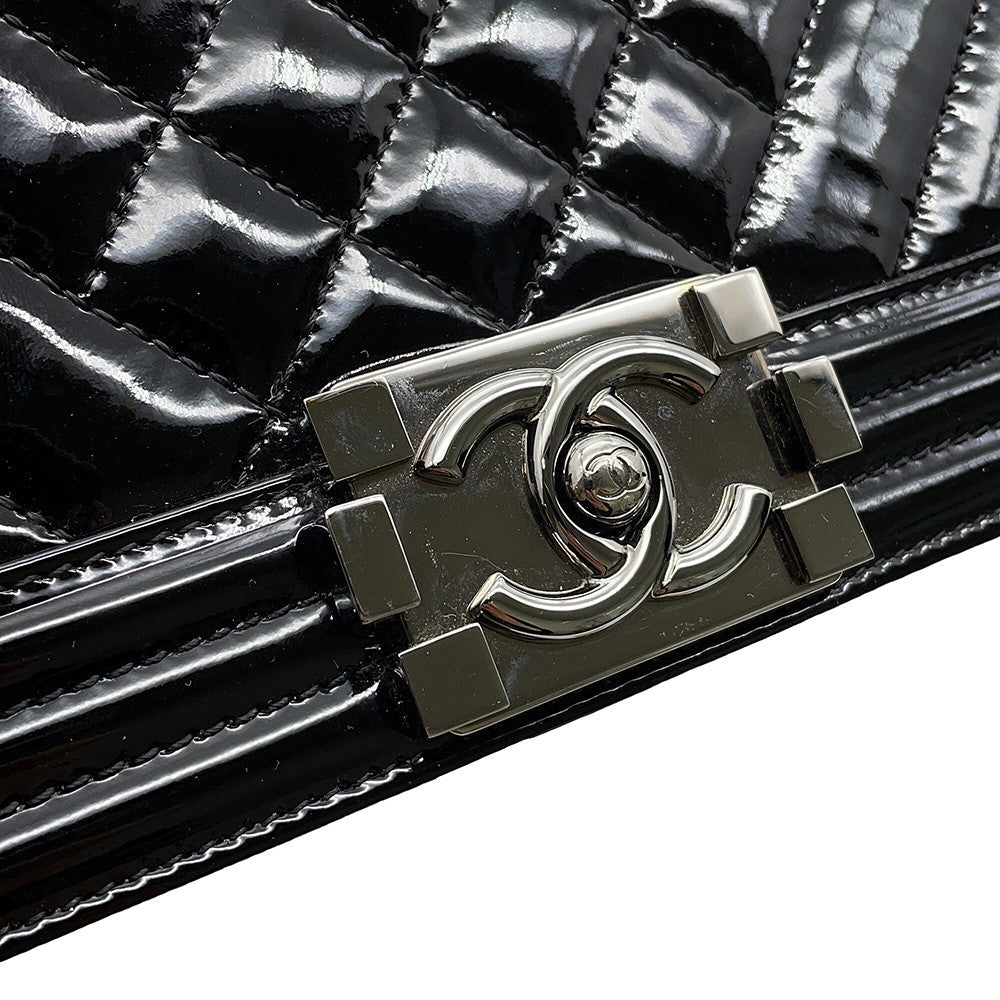 CHANEL Boy Chanel ChainShoulder Bag BlackA67086 Patent Leather Size 25