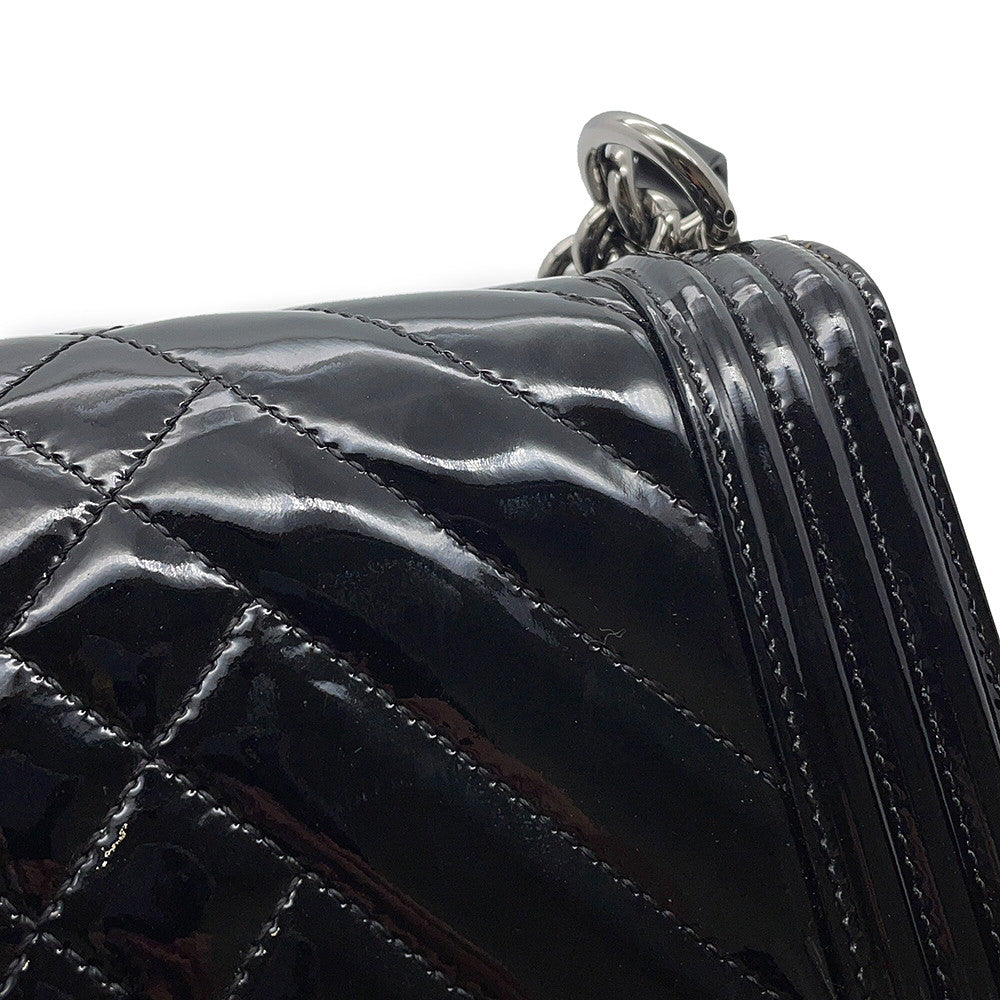 CHANEL Boy Chanel ChainShoulder Bag BlackA67086 Patent Leather Size 25