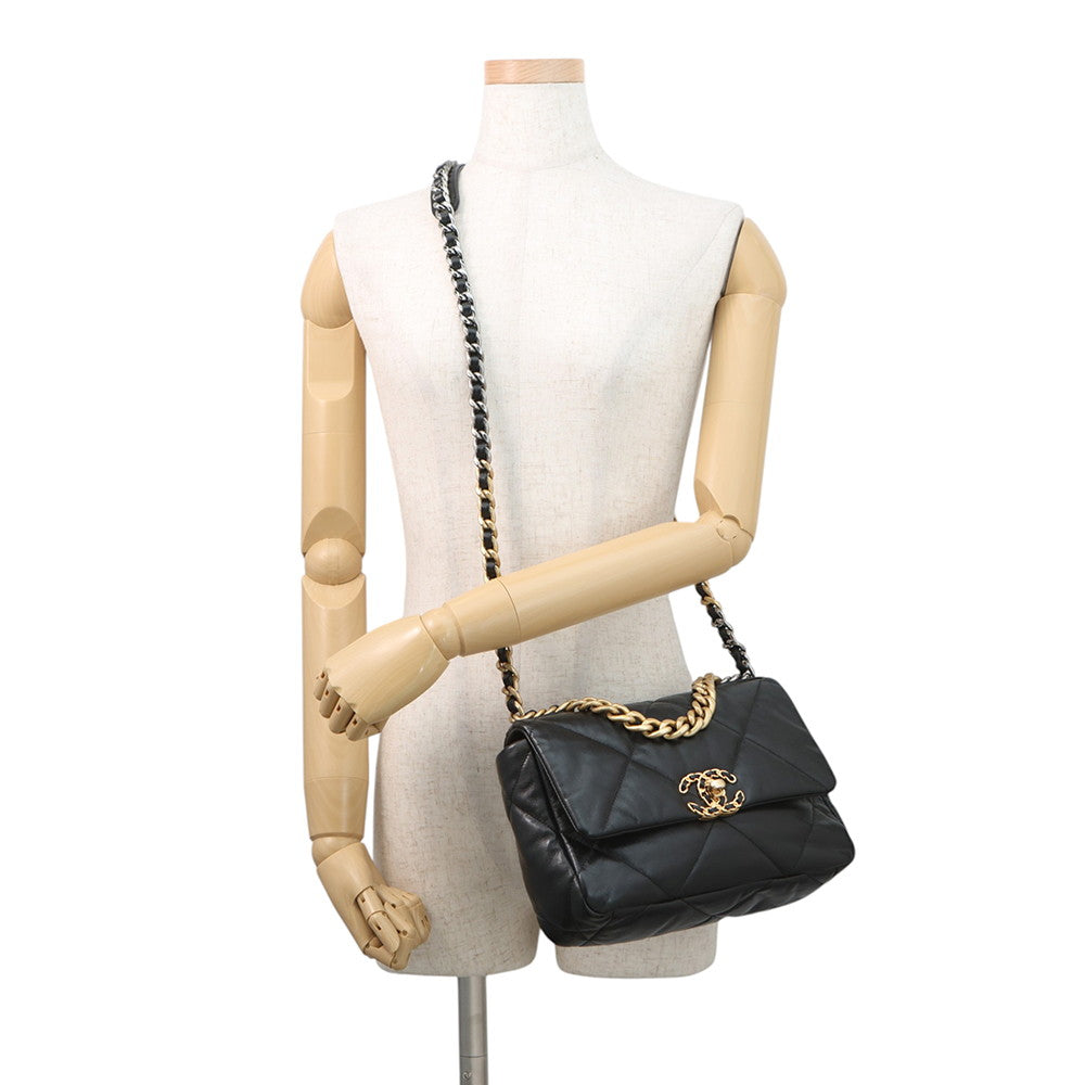 CHANEL CHANEL19 ChainShoulder BlackAS1160-B04852-94305 Shiny Lambskin Size 25