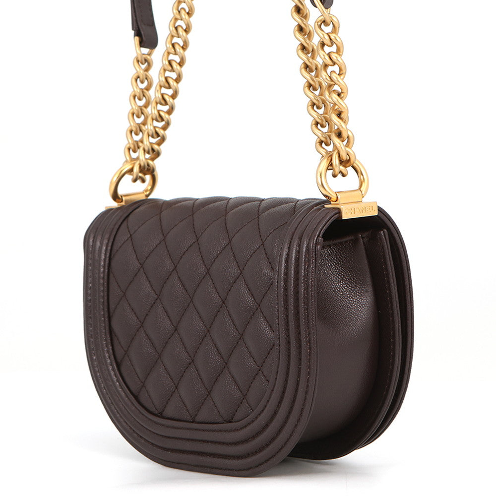 CHANEL Boy Chanel ChainShoulder Bag BrownAS3350 Caviar Leather