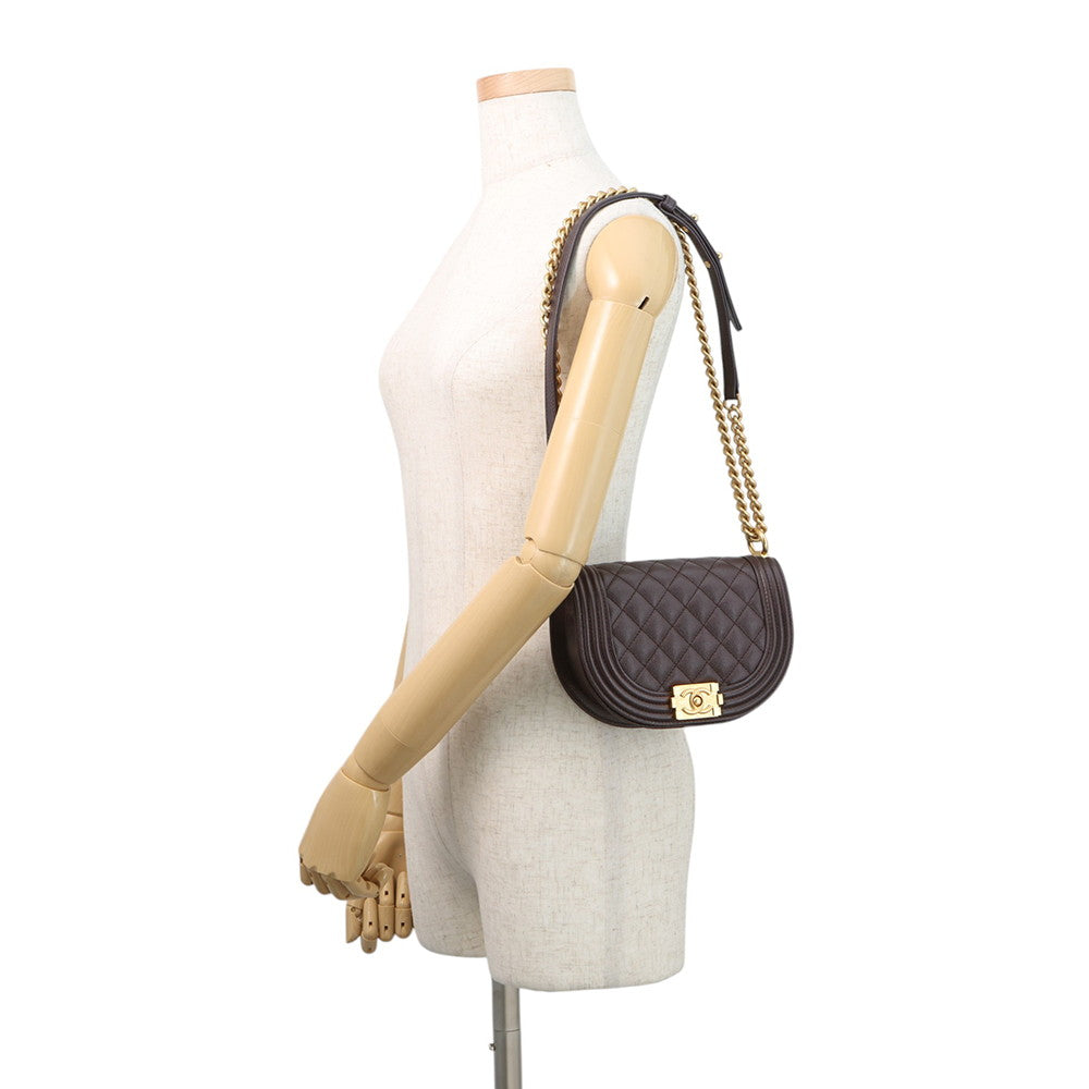 CHANEL Boy Chanel ChainShoulder Bag BrownAS3350 Caviar Leather