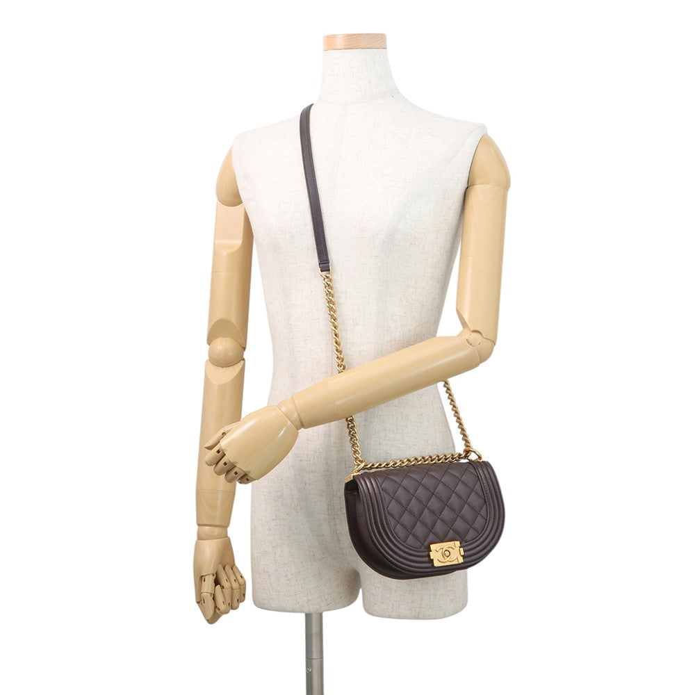 CHANEL Boy Chanel ChainShoulder Bag BrownAS3350 Caviar Leather