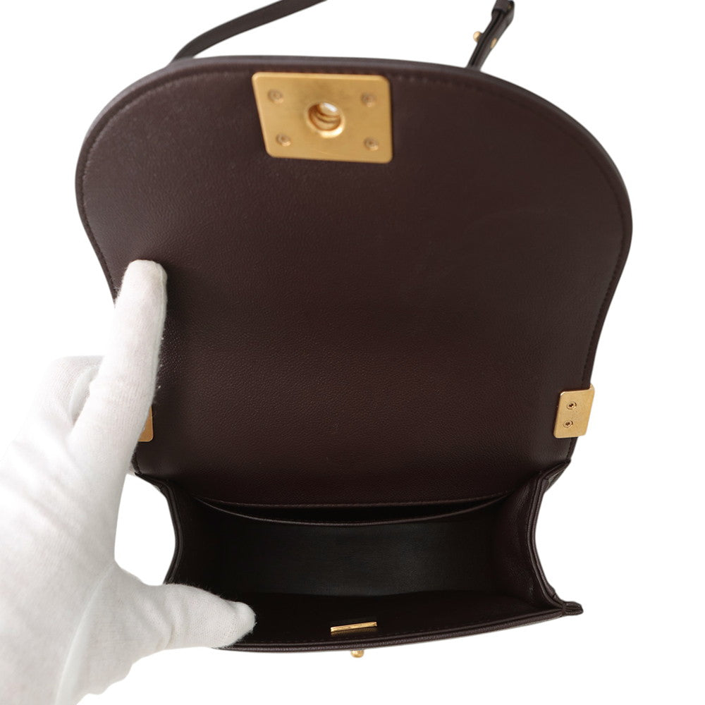 CHANEL Boy Chanel ChainShoulder Bag BrownAS3350 Caviar Leather