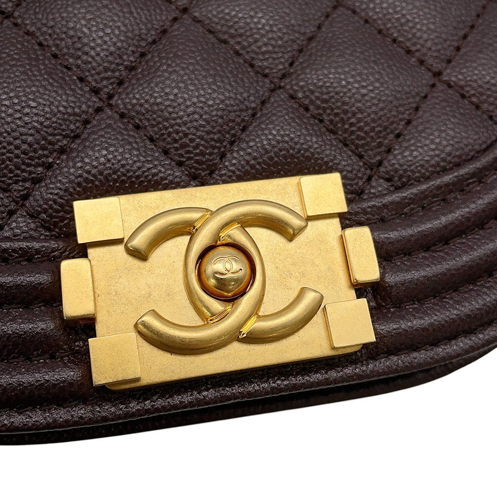 CHANEL Boy Chanel ChainShoulder Bag BrownAS3350 Caviar Leather
