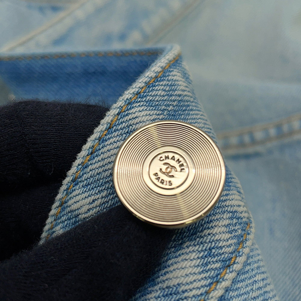 CHANEL Long denim jacket Size 38 BlueP70179 Cotton100%