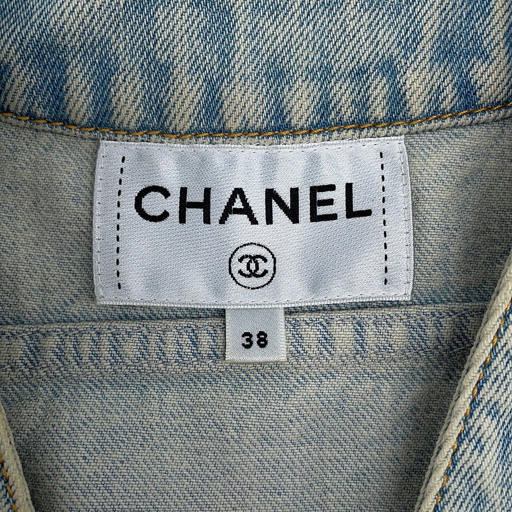 CHANEL Long denim jacket Size 38 BlueP70179 Cotton100%