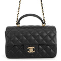 CHANEL Matelasse Top Handle Mini Flap Bag BlackAS2431 Lambskin