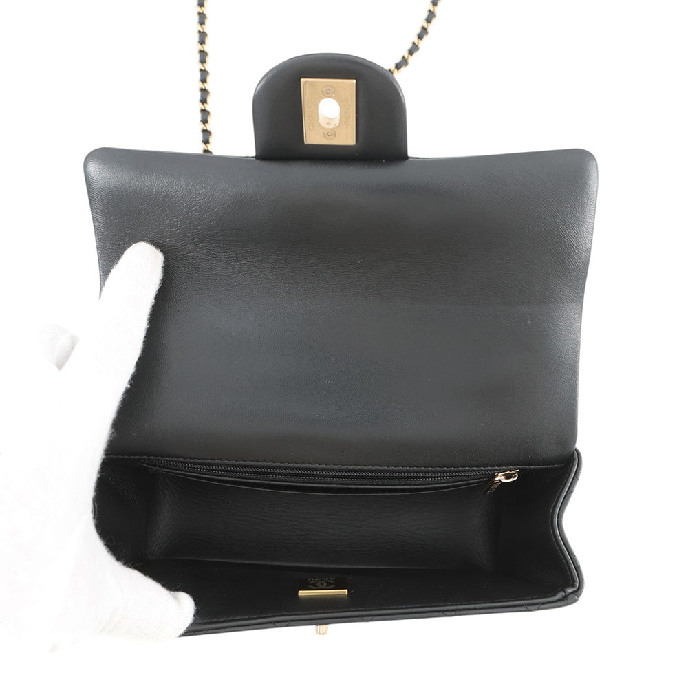 CHANEL Matelasse Top Handle Mini Flap Bag BlackAS2431 Lambskin