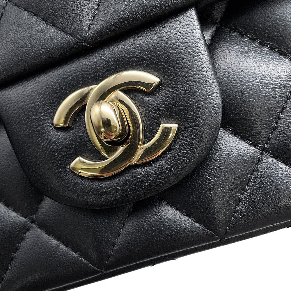 CHANEL Matelasse Top Handle Mini Flap Bag BlackAS2431 Lambskin
