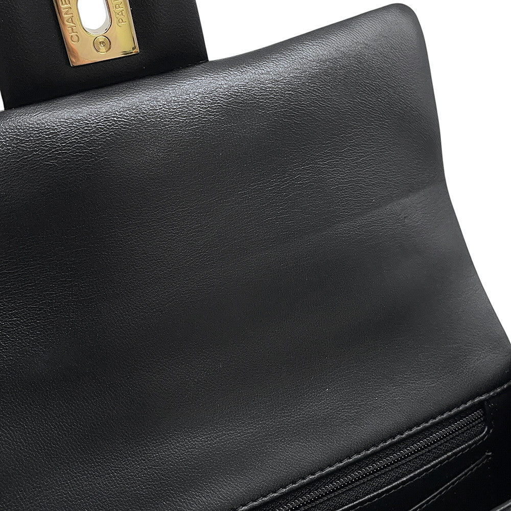 CHANEL Matelasse Top Handle Mini Flap Bag BlackAS2431 Lambskin