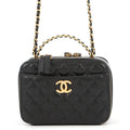 CHANEL Matelasse Vanity Top Handle BlackAS3221 Caviar Leather