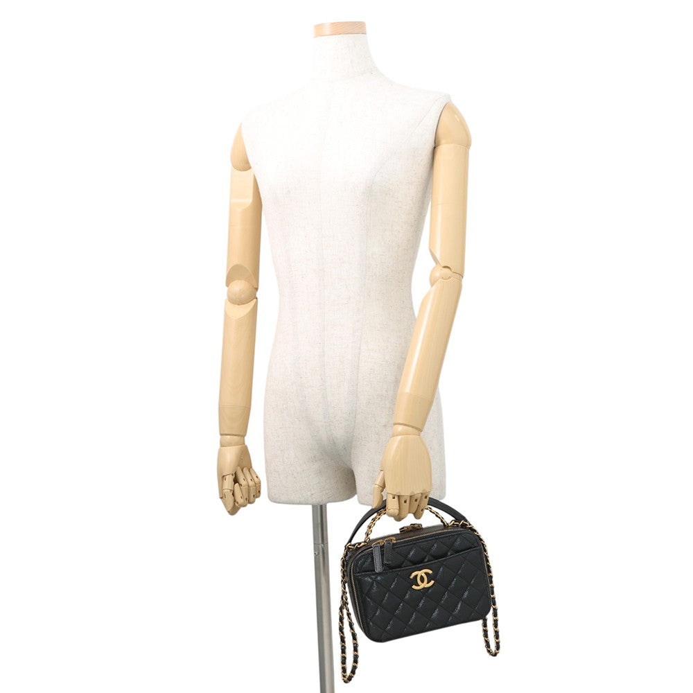 CHANEL Matelasse Vanity Top Handle BlackAS3221 Caviar Leather