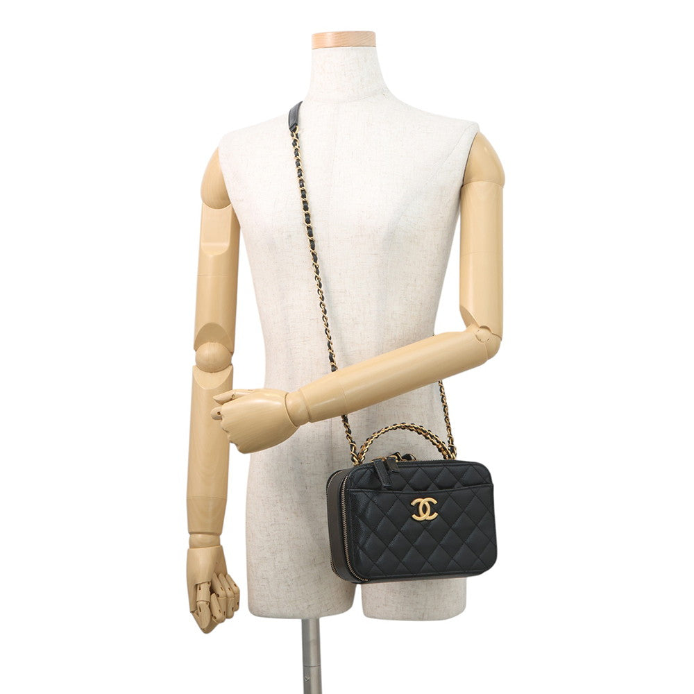 CHANEL Matelasse Vanity Top Handle BlackAS3221 Caviar Leather