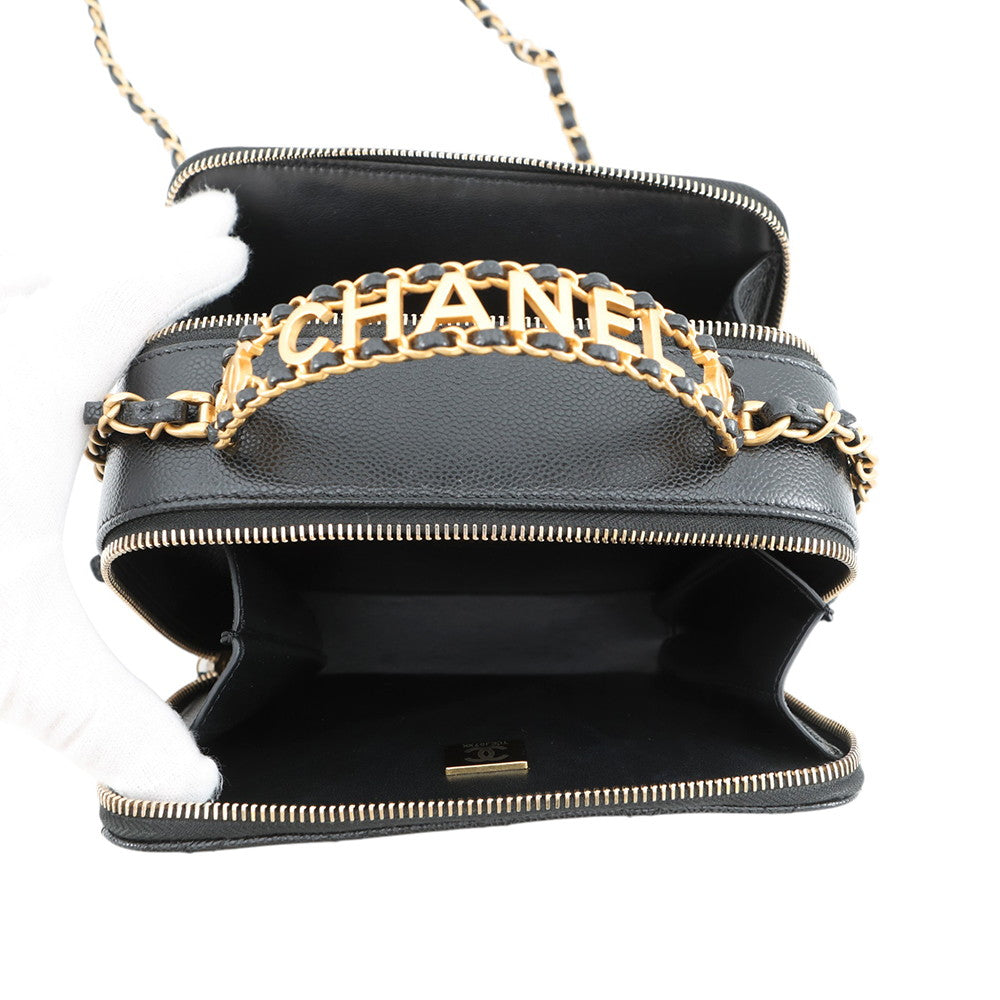 CHANEL Matelasse Vanity Top Handle BlackAS3221 Caviar Leather