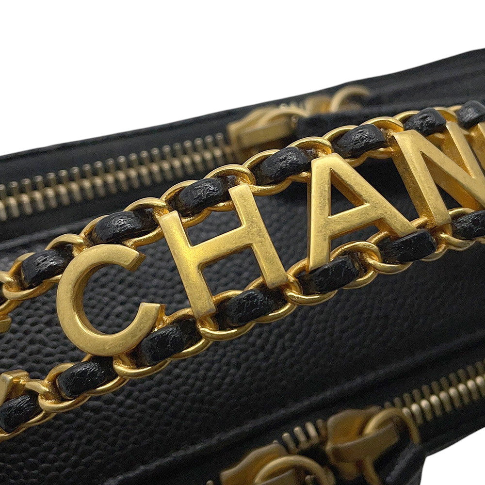 CHANEL Matelasse Vanity Top Handle BlackAS3221 Caviar Leather