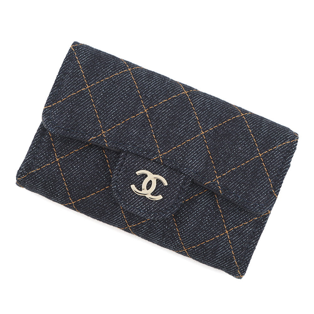CHANEL Classic Flap Card Case Dark Blue/OrangeAP0214 Denim