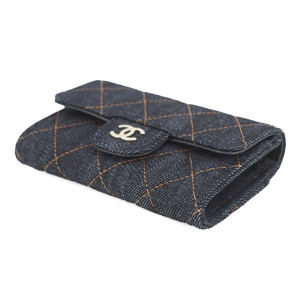 CHANEL Classic Flap Card Case Dark Blue/OrangeAP0214 Denim