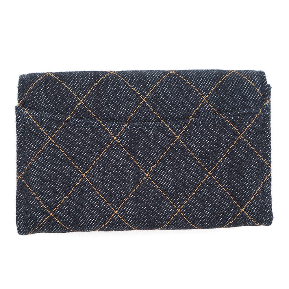 CHANEL Classic Flap Card Case Dark Blue/OrangeAP0214 Denim