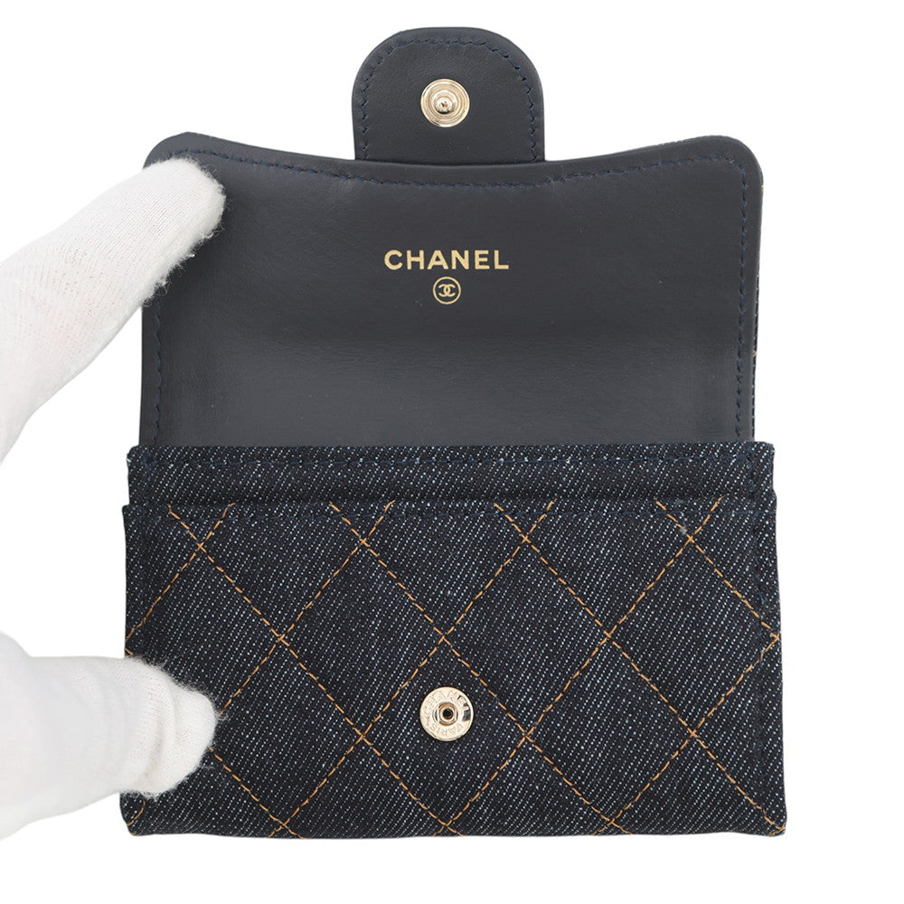 CHANEL Classic Flap Card Case Dark Blue/OrangeAP0214 Denim