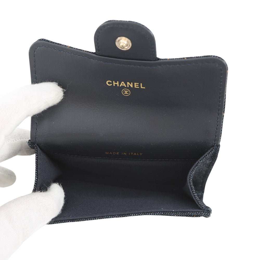 CHANEL Classic Flap Card Case Dark Blue/OrangeAP0214 Denim