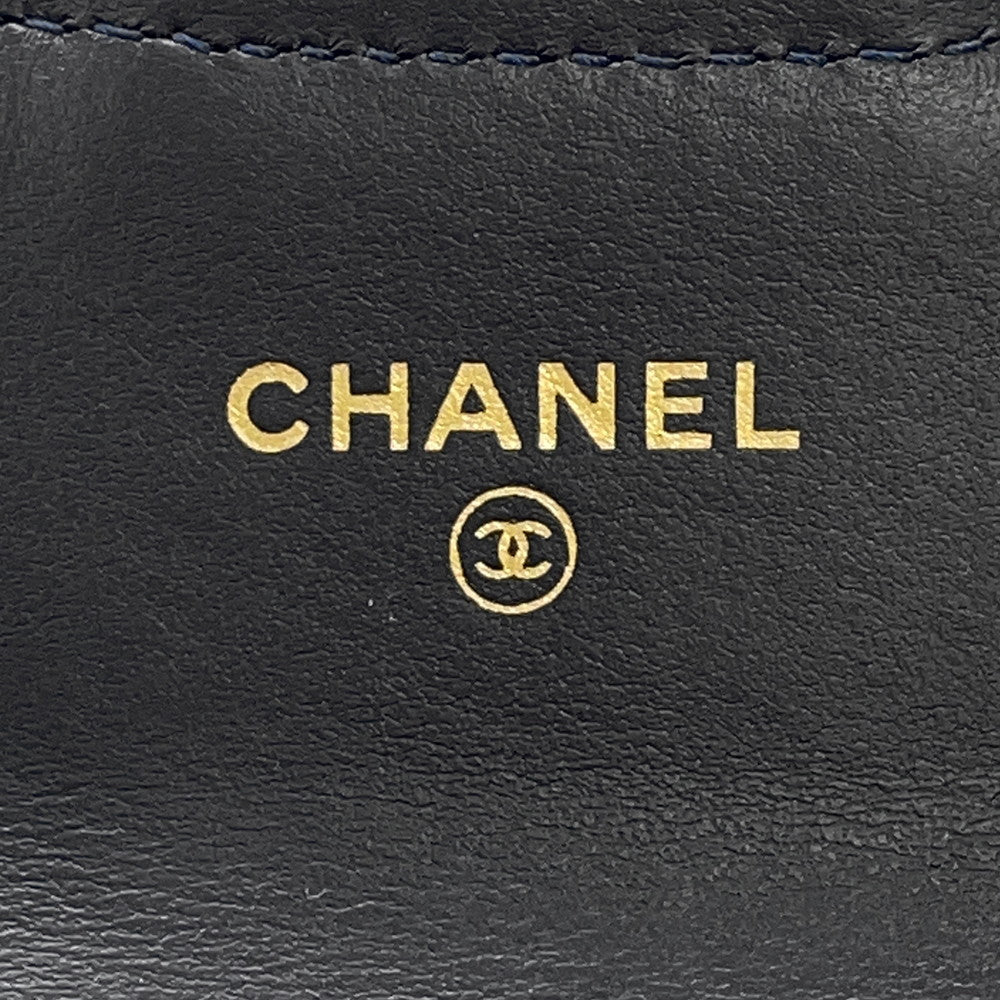 CHANEL Classic Flap Card Case Dark Blue/OrangeAP0214 Denim