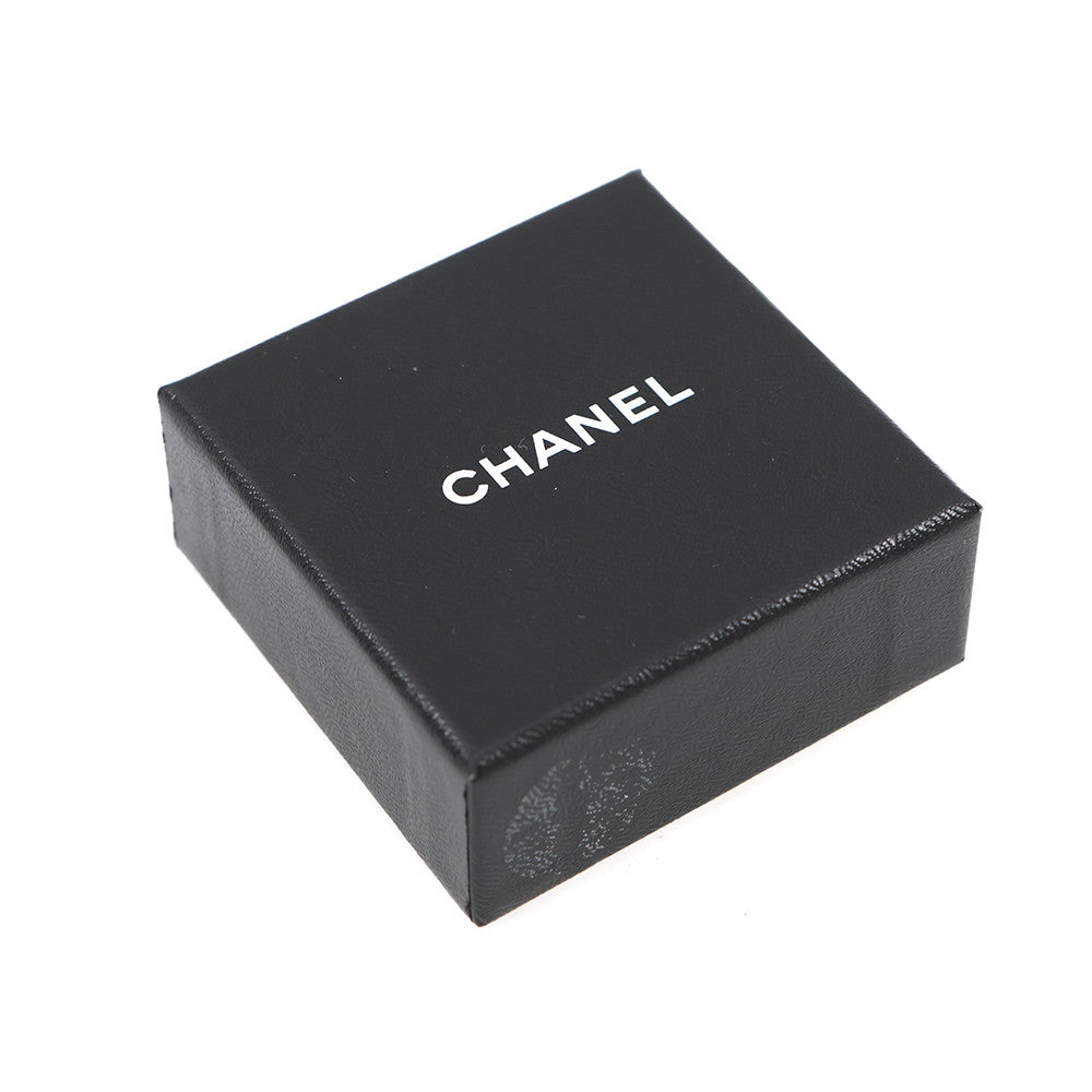 CHANEL Earring Camellia CC Logo Black Metal Resin
