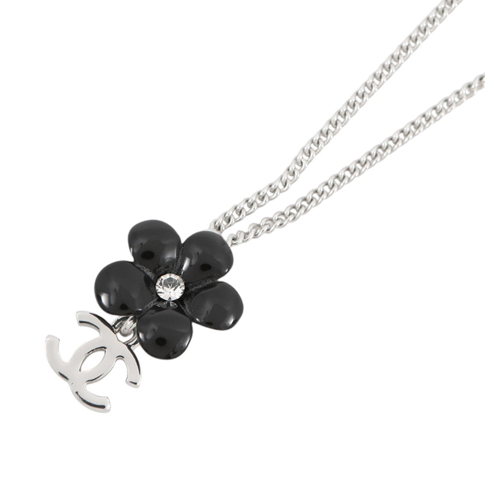 CHANEL Necklace Camellia CC Logo Metal Resin
