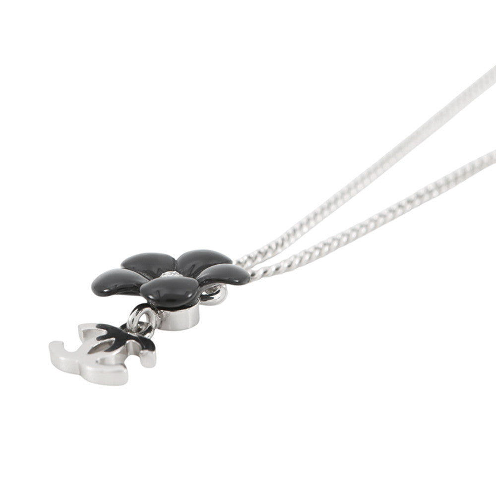 CHANEL Necklace Camellia CC Logo Metal Resin
