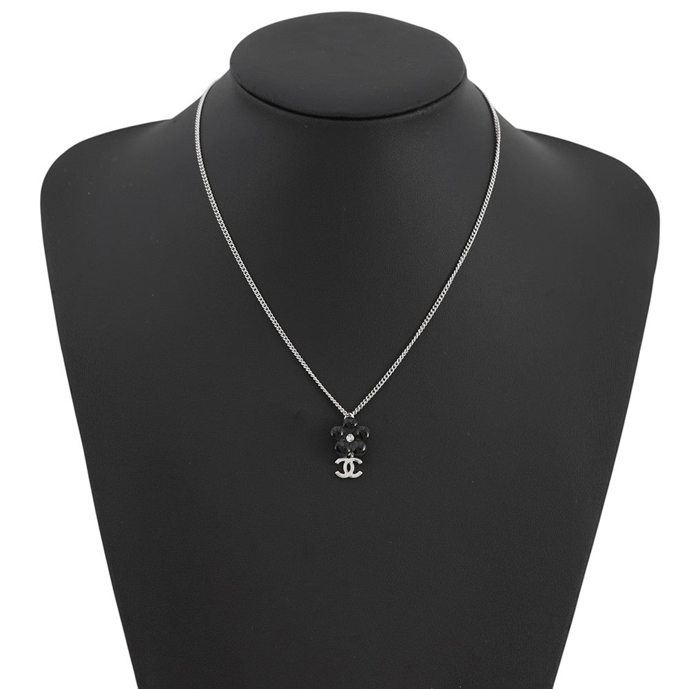 CHANEL Necklace Camellia CC Logo Metal Resin